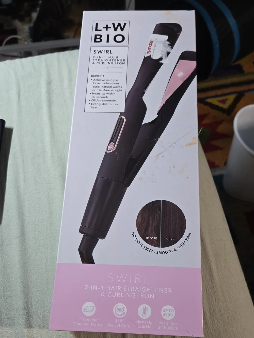 Swirl 2-in-1 Hair Straightener & Curling Iron — Black & Pink